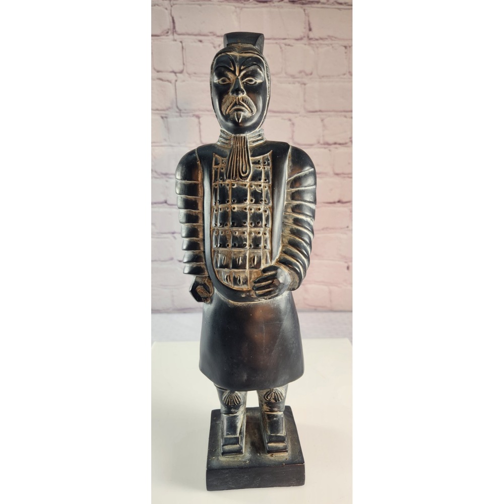 Stunning Chinese Art Rustic PRIMITIVE Statue SOLDIER Decorative 12" Figurine